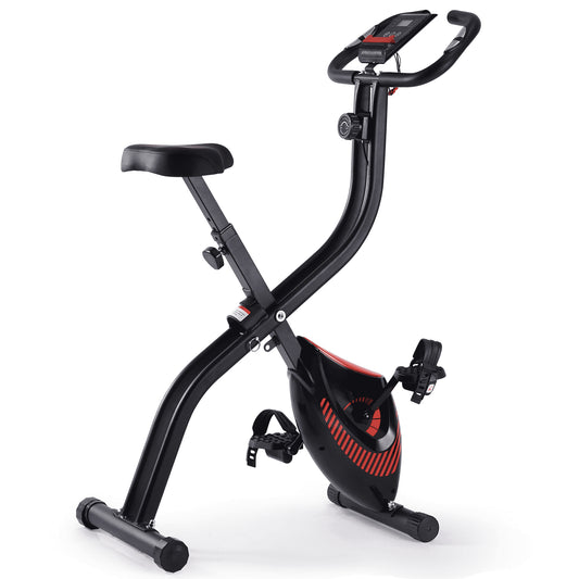 Exercise Bike 16 Levels Magnetic Resistance Folding Stationary Bike for Home with LCD Monitor Phone Holder Portable