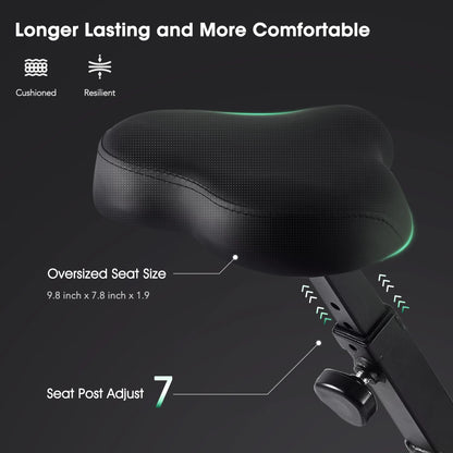 Exercise Bike 16 Levels Magnetic Resistance Folding Stationary Bike for Home with LCD Monitor Phone Holder Portable