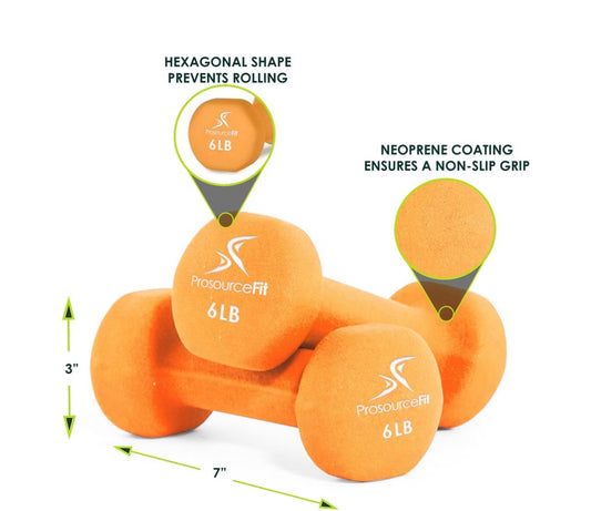 Neoprene Dumbbell Set of 2, Non-Slip, Hex Shape, Free Weights Set for Muscle Toning, Strength Building, Weight Loss - Portable Weights for Home Gym Hand Weight